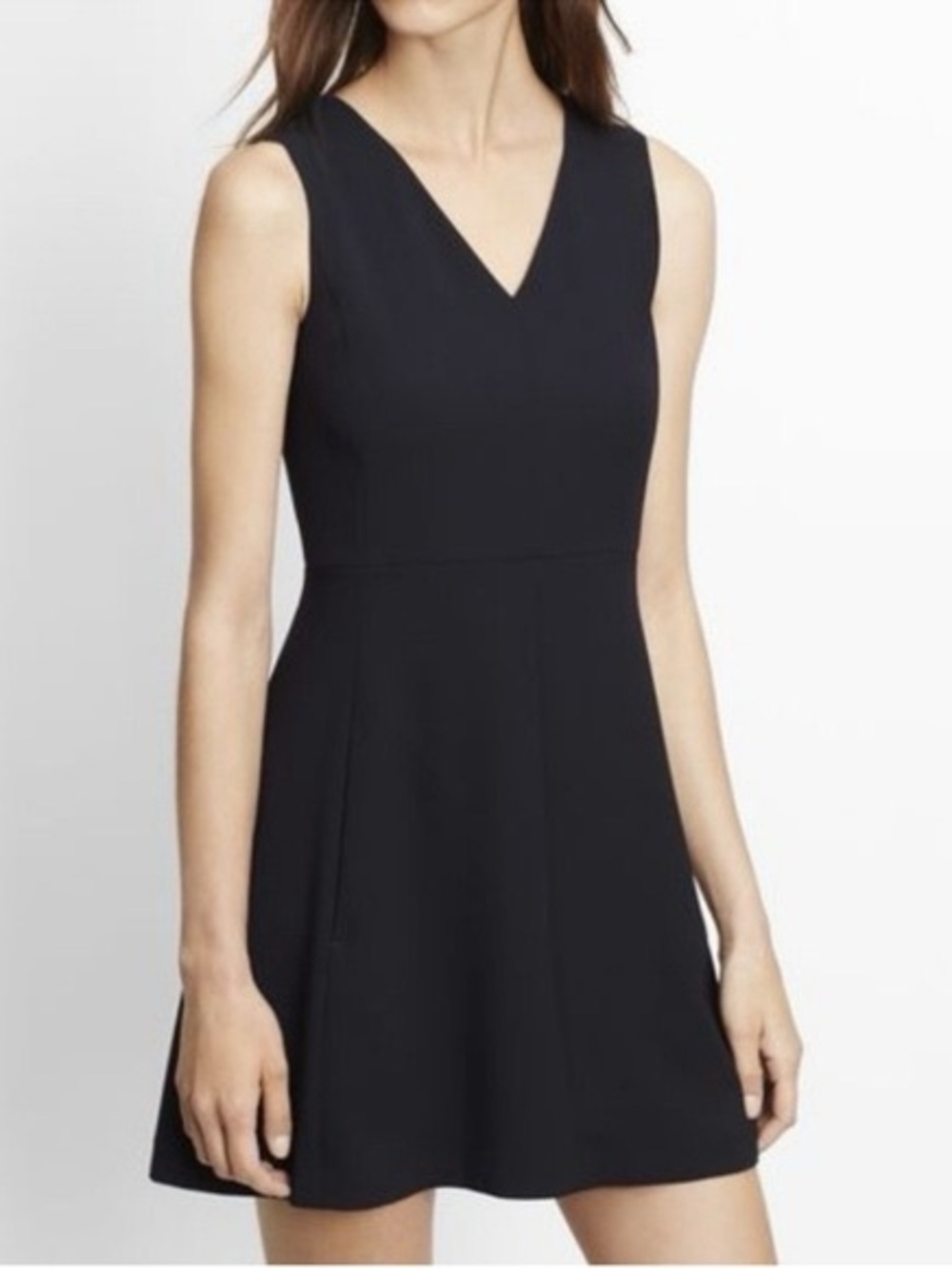Vince Women’s Size 0 Dress Sleeveless V-Neck A-Line Pockets Navy Blue Career